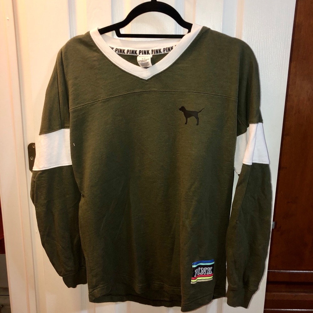 Green pink long sleeve shirt